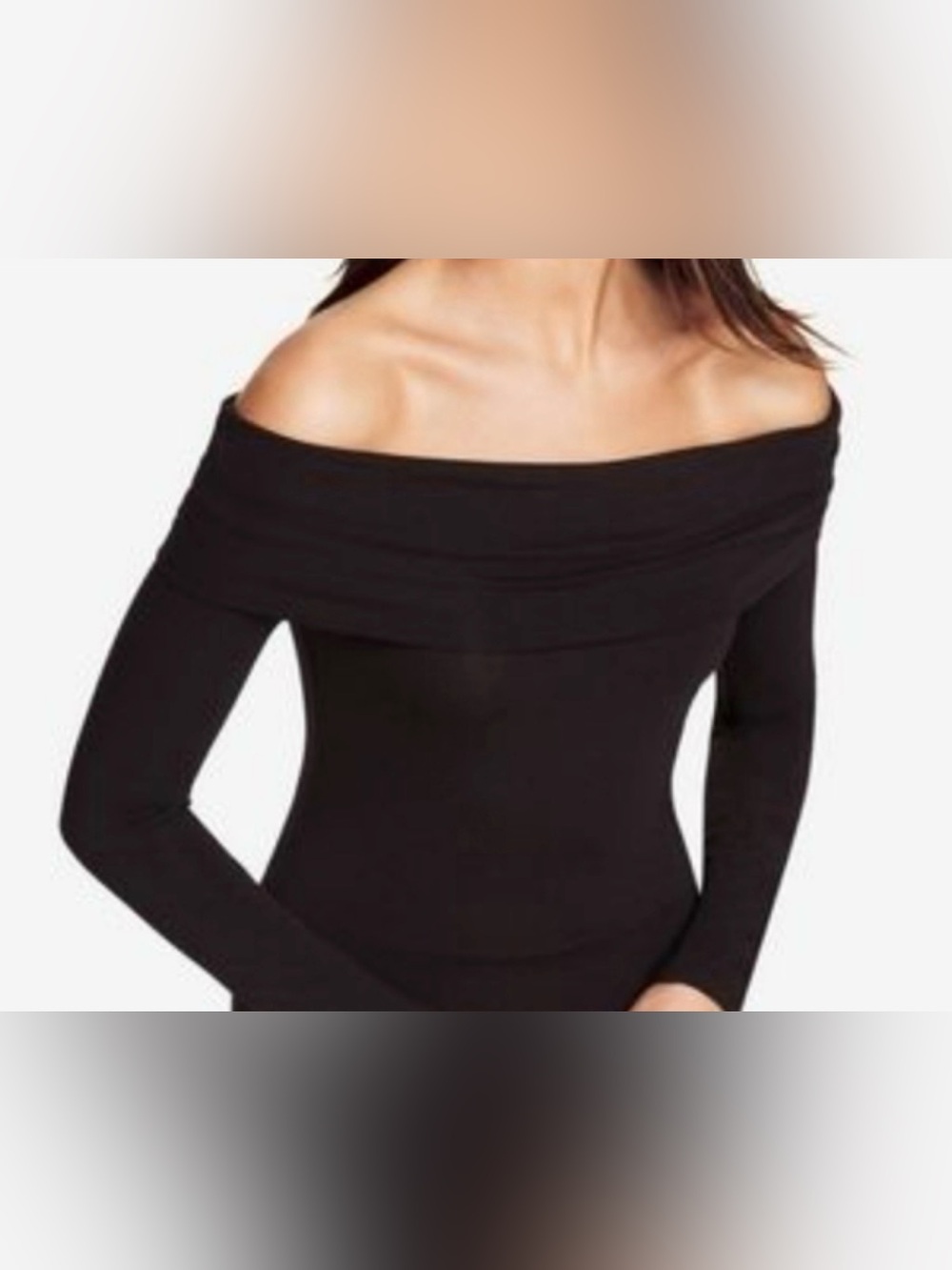 BCBGMaxAzria Black Off-the-Shoulder Foldover Sweater